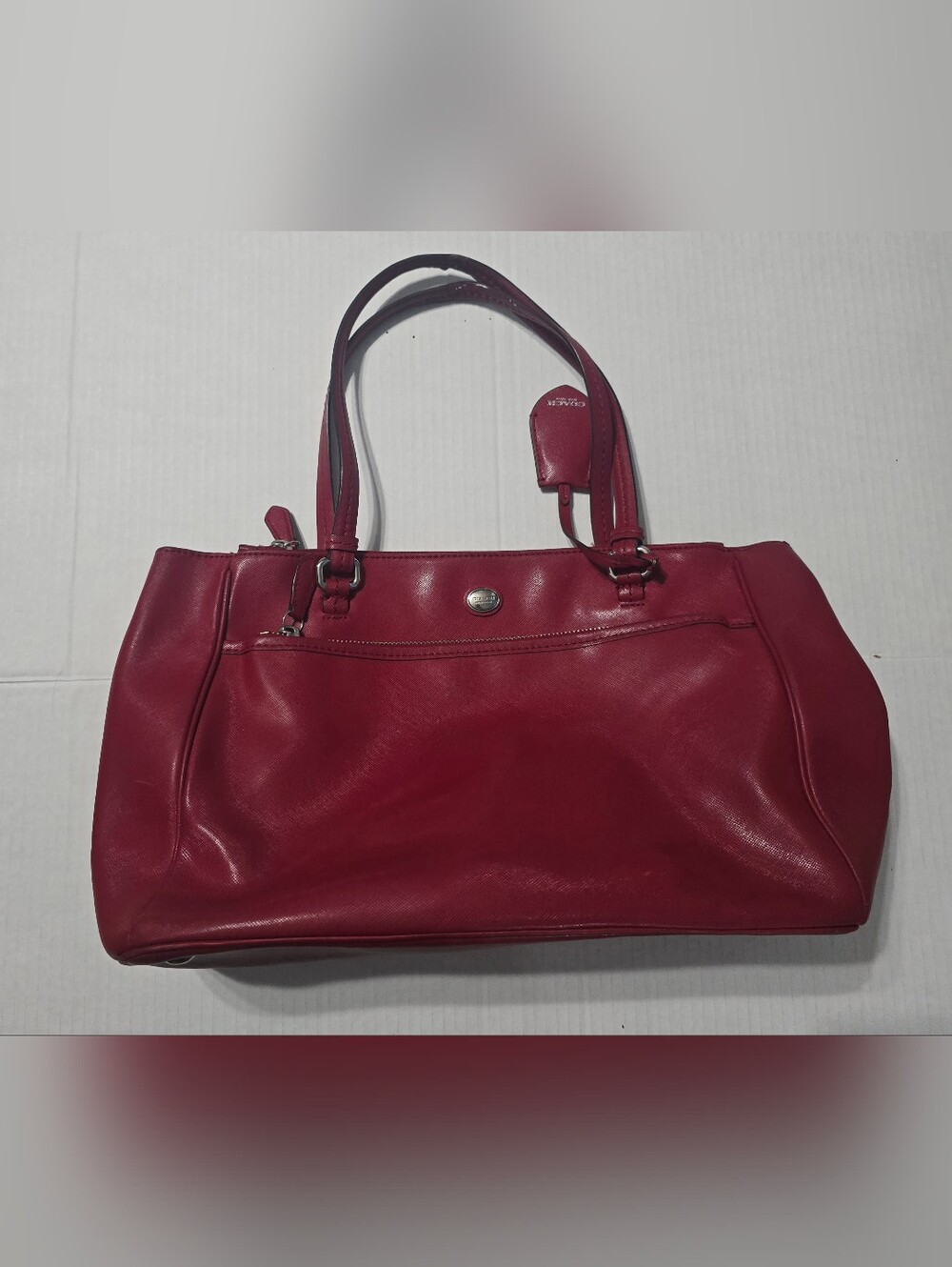 COACH PEYTON LEATHER JORDAN DOUBLE ZIP CARRYALL F31744 RED Discontinued Vintage